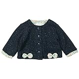 《H28年秋冬物》(日本製) Joues douces(ジュース デュース) エコネップツィードリボン付きカーディガン 90cm/NB NO.DP-63809