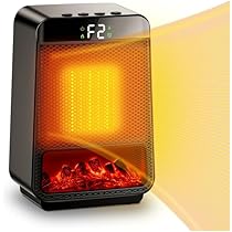 Amazon | セラミックヒーター 小型 速暖 【2025冬節電&3D疑似炎＆LCD