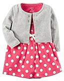 カーターズ Carter's 正規品 2018新作 ワンピース セット 半袖 ピンク 水玉 ワンピース型 ロンパース＆長袖カーディガン2点セット 24M(85-90cm)