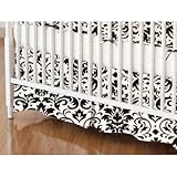 SheetWorld - Crib Skirt (28 x 52) - Black Damask - Made In USA by sheetworld