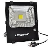 50 W超明るいアウトドア新しいクラフトLEDフラッドライト、セキュリティライト、150 W HPS電球相当、ip66防水、4000lm 6500 K、デイライト、ホワイト、投光照明 6.6*23.6