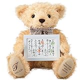 体重ベア 額入りお名前ポエム付きホイップ(完成品)1体お名入れ刺繍&送料無料身長約33cm【産まれたときの重さで作るウェイトドール ウェディングベア 名入れ 詩 花束贈呈 親ギフト】