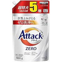 【大容量】アタック ZERO(ゼロ) 洗濯洗剤 液体 詰め替え 1800g(約5倍分)