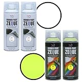 (発売記念特価) AZ(エーゼット) ラバーペイント ZEQUE 油性 400ml マットホワイト(RP-3)×2本+蛍光イエロー(RP41) ×2本 SE299