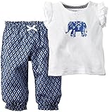 カーターズ Carter's カットソー フリル袖 半袖 綿100% ＆ パンツ 綿60% レーヨン40% 2点セット 2-Piece Top & Pant Set 9M (67-72cm)