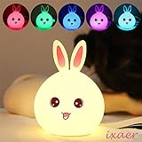 ixaer新しいスタイルウサギLED夜間ライトマルチカラーシリコンタッチセンサーfor ChildrenベッドサイドランプコントロールBunny常夜灯、クリエイティブRabbit PatランプDrea