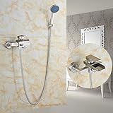 Senlesenつや消しニッケルウォーターフォール浴室蛇口浴槽バスタブシャワーミキサーwith Hand Heldシャワーセットシングルハンドル