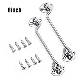 Amadan 窓 フック 2本 ウィンドウ フック ステンレス鋼製 シルバー 150mm 長さ (6インチ)