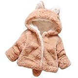 rimiアウター　長袖　フード付き　無地　耳飾り　あったか　防寒　ふわふわ　もこもこ　ベビー　キッズ　女児　冬　キュート　秋　コート　ショートコート　超可愛い　 (サイズ14, ブラウン　)
