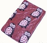 ひざ掛け ハーフケット ひざかけ 裏ボア ブランケット 肩掛け　ウオームケット　ショルダーケット　ベビーカー　暖か掛け物　オムツ替えシート　内祝い　出産祝い　ギフト　ベビー (ピンク地にふくろう)