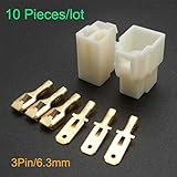 YunShuo 10pcs 1 2 3 4 6 8p Female Spade Insulated Wire Connectors Crimp Electrical Terminals 6.3mm (