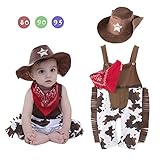RaiFu ロンパース　ベビー　ボーイ　タッセル　トリム　ストラップ　ジャンプスーツ　ウエスト　カウボーイ　ハット　トライアングル　スカーフ 80ヤード（3-6ヶ月）
