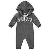 ポロ ラルフ ローレン　フード付きカバーオール　ボーダー　男の子　長袖　ロンパース　【320617043003】 （サイズ：6m、カラー：Windsor grey heather） Polo Ralp