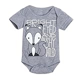 LUOEM ベビーボディスーツショートスリーブロンパージャンプスーツ服ユニセックスサイズ70（グレーフォックス）