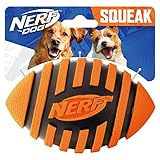 Nerf犬スパイラルスクイークラバーフットボール犬のおもちゃ、ミディアム/ラージ、オレンジ