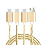 LTG 急速5A 3股 Type-C 充電ケーブル スマホ ケーブルtypec USB A→Type-C×3 USB A→Type-C×3 充電ケーブル 3in1 急速 NEK 7987093 (ゴールド_TypeA/TypeC×3, 1.2m)
