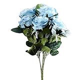 SUND　造花　バラ　DIY　手作り　ローズ　10輪あり　インテリア　雑貨　シルクフラワー　可愛いカラバリ 高品質　造花　枯れない　結婚式　誕生日　発表会　入学式　卒業式　適用　選べる5色　ブルー