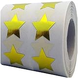 Smart Sticker Gold Star Shape Stickers - 3/4" Inch - 500 Per Roll - Shiny Metallic Foil Teacher Supp