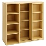 シングル スライド 書棚 90cm スライド書棚 マンガ CD DVD コミック ラック 木製 シェルフ ナチュラル 68100008 NA