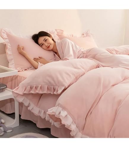 Amazon｜シングル 花柄 ピンク フリル 姫系 レース付き 綿100% 柔らか