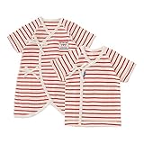 (チャックル) chuckle *ボンシュシュ*ボーダー新生児コンビ肌着&短肌着2枚組 レッド 50-60cm P6029-00-21