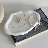 HARGIO アクセサリートレイ ジュエリートレイ アクセサリー ジュエリー トレイ プレート ウェーブ おしゃれ 可愛い 北欧 北欧雑貨 小物 小物入れ 小物置き 鍵置き 鍵 撮影小物 小物トレイ 韓国 韓国雑貨 トレー ニュアンス (ホワイト)