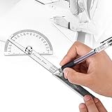 分度器アーム 0-180度分度器 回転式定規 分度器 ステンレスルーラー 回転角ファインダーツール 測定ツール 角度測定 長さ測定 描画 工学 ロータリールーラー 使いやすく