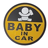 BABY IN CAR 赤ちゃん 乗車中 ( 16cm マグネット ステッカー イエロー )