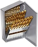 Chicago Latrobe 150T Series High-Speed Steel Jobber Length Drill Bit Set With Metal Case, TiN Coated