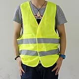Fityle チョッキ　安全作業服　夜間　反射ストリップ　イエロー＆グレー　通気　調節可能　