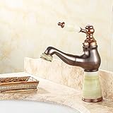 babykkフル銅Jade BasinホットとコールドPumping Water Dragon Europeanブラックローズゴールドバスルームシンク洗面