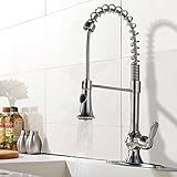 Ufaucet Modern High Arch Stainless Steel Plumbing Spiral Single Handle Commercial Pull Out Sprayer K