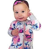 ecosin新生児赤ちゃん男の子女の子花柄プリントジッパー長袖ロンパース服セット カラー: ピンク