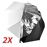 CowboyStudio 2x 40in White Satin Umbrella with Reflective Silver Backing and Removable Black Cover [