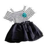 子供Tシャツ Tシャツ&スカート コサージュ付き チュール ストライプ ベアトップ 女の子 綿 可愛い 半袖 夏 紗スカート 上下セット