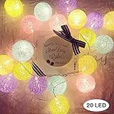 LED電球イルミネーションライト 電池式コットン電飾 柔らかい雰囲気 連続点灯/点滅モード DIYデコレーションライト 飾りイルミネーション 屋外屋内兼用 結婚式学園祭庭園 寝室カーテン庭芝生誕生日部
