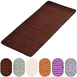 メモリーフォームバスマットソフト水Absorbantコーラルベルベットノンスリップバスルームラグ洗濯機でシャワーマット 40"x63" ブラウン