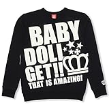 BABYDOLL（ベビードール） 斜めメッセージトレーナー 男女兼用 S ブラック