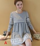 『Vision』マタニティウェア 服 　春夏秋 　 マタニティ 長袖　 ワンピース 妊婦服 授乳口付き　 P055 (M, A)