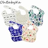 Ohbabyka5点セット さらっと油が落ちる スタイ はじめてエプロン 離乳食 食事用 はじめてエプロン 軽い スーパービブ やわらか 軽量 洗濯機で洗えてすぐ乾く お食事用防水ビブ 汚れが落ちる 
