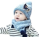 (ビグッド)Bigood 可愛い 赤ちゃん 帽子 ニット帽・マフラー セット 暖かい 女の子 男の子 ニットキャップ 子供 通学 通園 クリスマス（ネイビー）