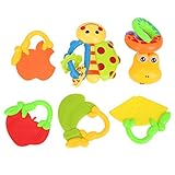 Domybest　子供おもちゃ　ガラガラ　ハンドベル　ラトル　6点セット　知育 音楽おもちゃ カラフル　手を振る楽器玩具　聴覚　視覚刺激　ランダムカラー