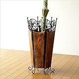 傘立て おしゃれ デザイン 木製 アンティーク アイアンとウッドの傘立て B [kwb7982]