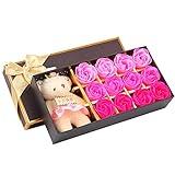 AMAA ソープフラワー バラ 石鹸花 造花 枯れない ギフトボックス付く 母の日 お祝い 誕生日 結婚記念日 ギフト ブルー ピンク レッド 紫 (ピンク 12本)