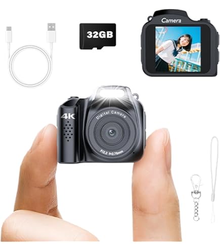 Amazon | 4K デジタルカメラ、180° 回転スクリーン、デュアルレンズ、6