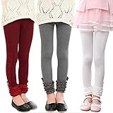 Polikingキッズガールプリンセススタイルレースレギンス春、秋、冬のための暖かい伸縮性のパンツ (M（6-8歳）, コンビネーション1)