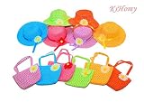 kihomyひまわりStraw Teaパーティー帽子とバッグセット6個、アソートカラー