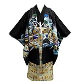 七五三 3歳 3才 男児 トータル13点フルセット 男の子 着物 (ミニ5歳) 紋付羽織袴 紋付袴 8タイプ/9(兜小槌・黒C-1)