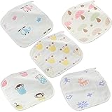 ガーゼハンカチ 6重ガーゼ コットン ベビータオル 5枚セット 25＊25cm 新生児 赤ちゃん 出産お祝い