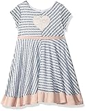 Youngland Toddler Girls' Strip Knit Dress with Heart Applique Blue/Pink/Multi 2T [並行輸入品]